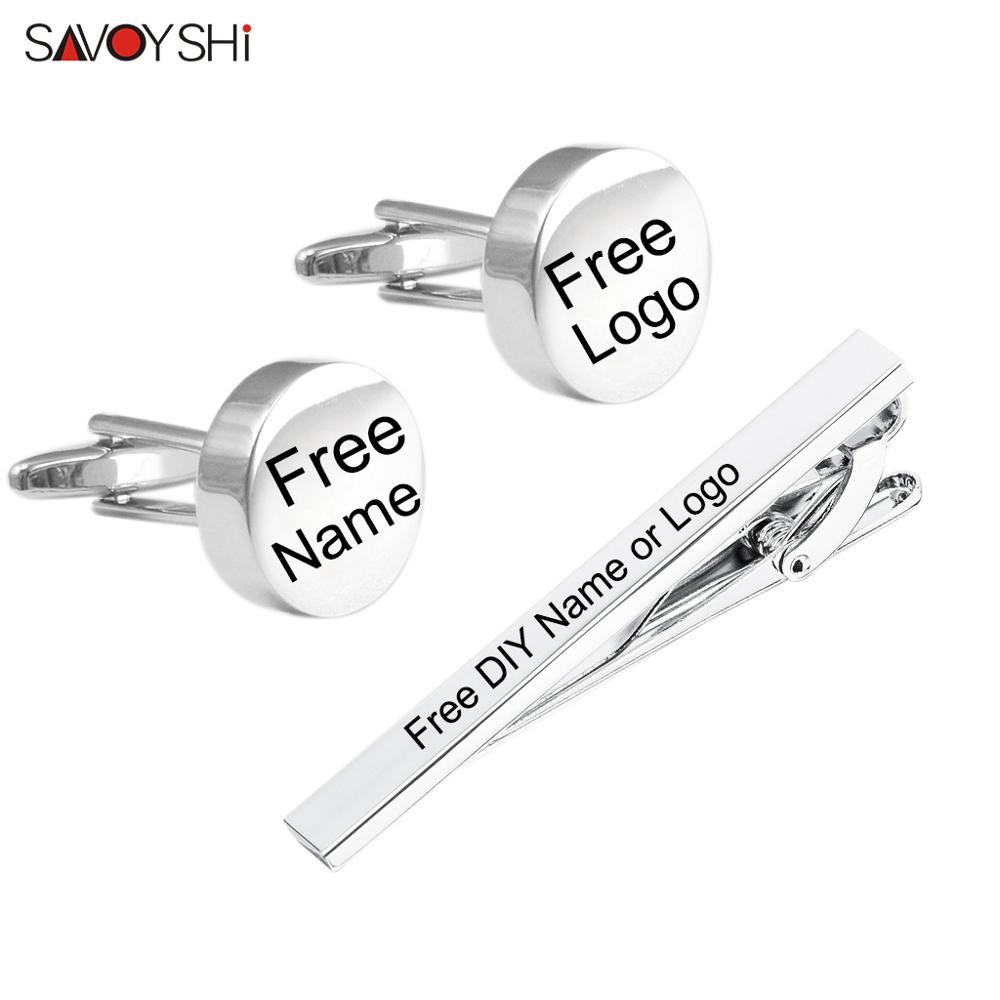 Tie Bar Set Gift - SAVOYSHI Gratis Graveren Naam Manchetknopen Dasspeld