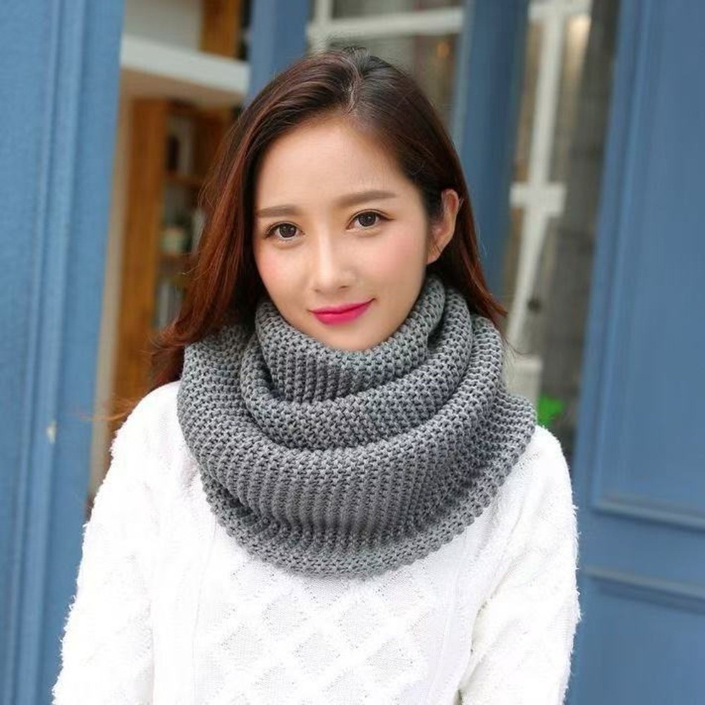 Infinity Scarf Knit - Warme effenkleurige infinity-sjaal, ademend, winddicht, dik
