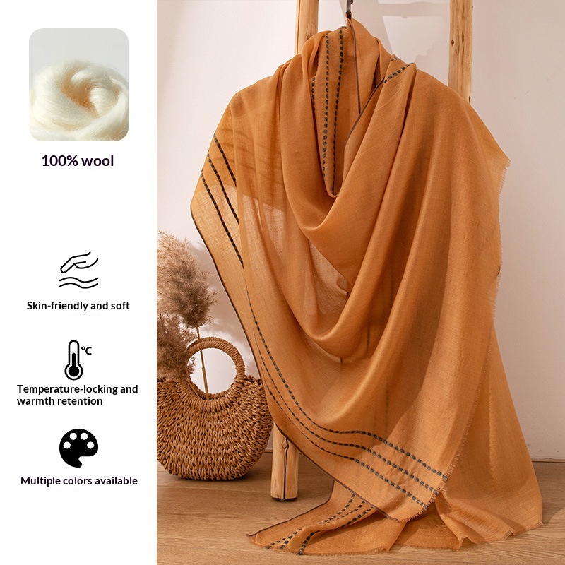 Pashmina Wrap Large - 100% wollen sjaal, ultrazacht, grote bandana,