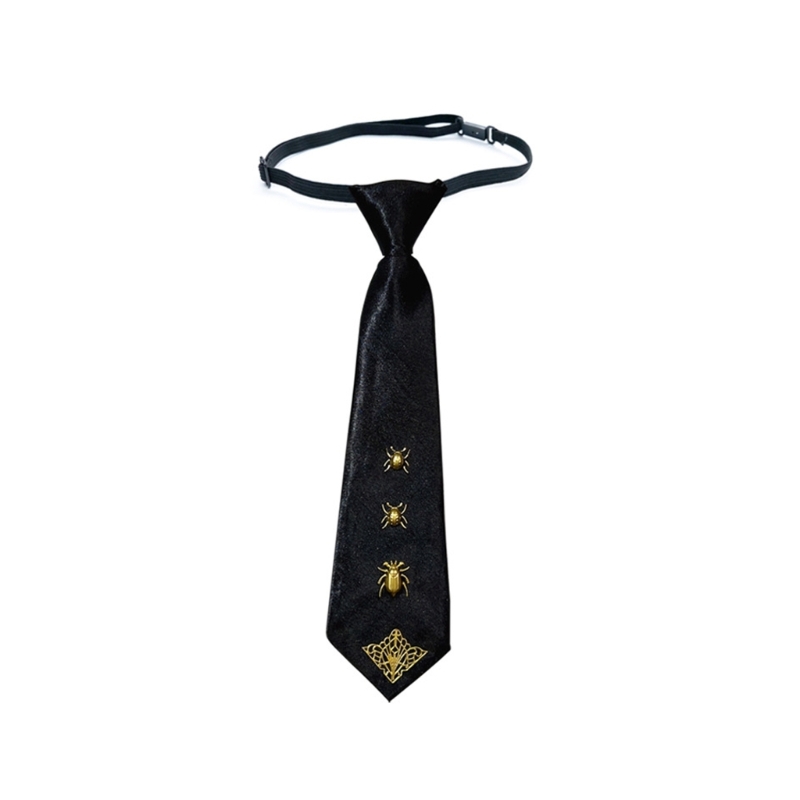 Bow Tie Pre Tied - Stijlvolle punkrockstropdas met gouden insectencharme Pretied