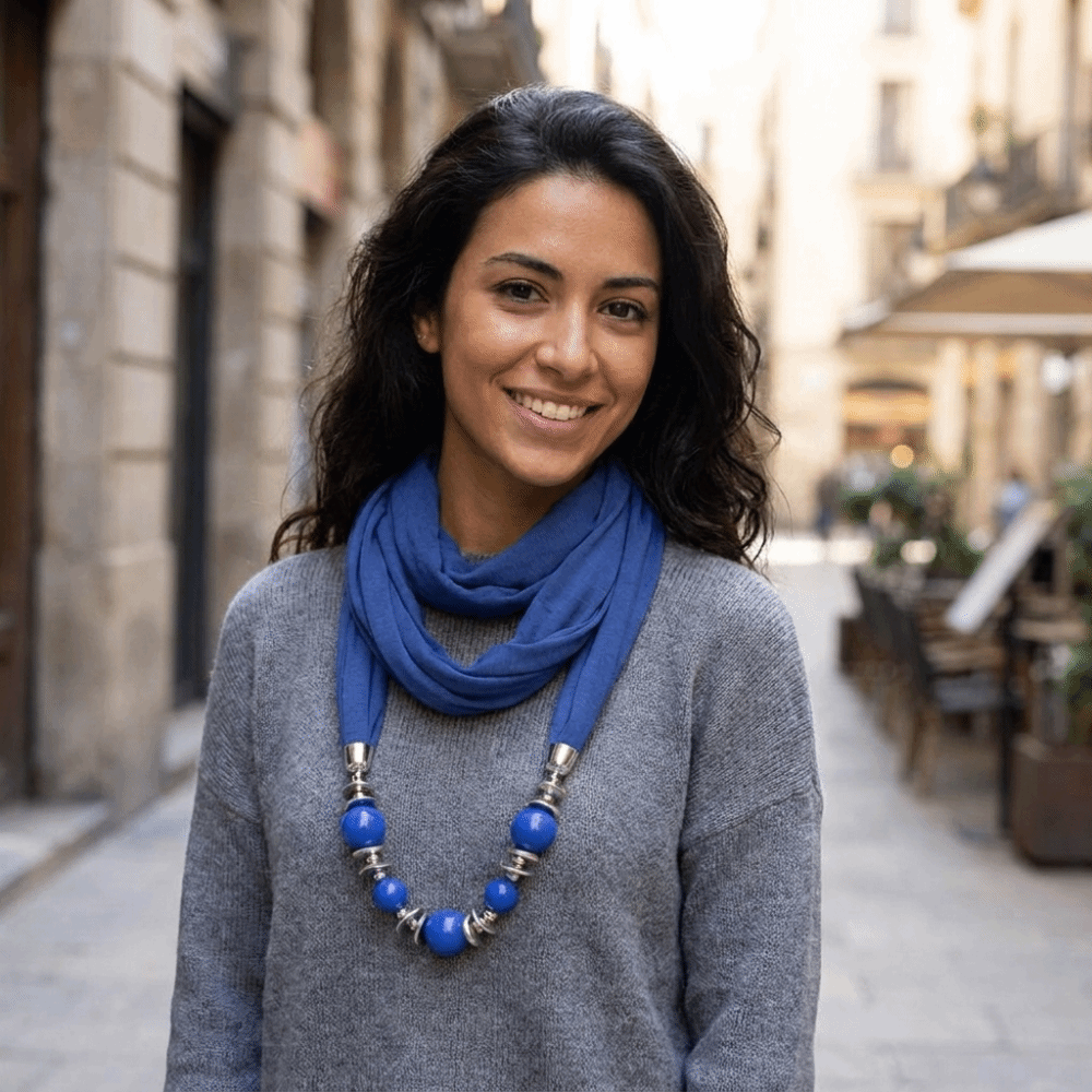Infinity Scarf Knit - Nieuwe Chiffon Sjaal met Kraaltjes, Effen