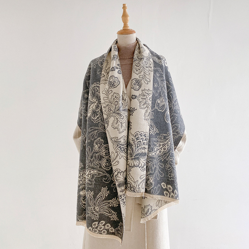 Pashmina Wrap Large - Dames sjaal paisley bloemen dubbelzijdige pashmina