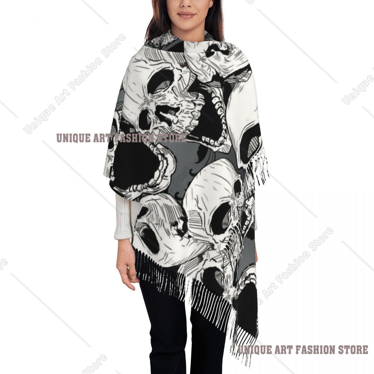 Womens Kwastje Sjaal Death Sku - Pashmina Wrap Large recensie en prijs